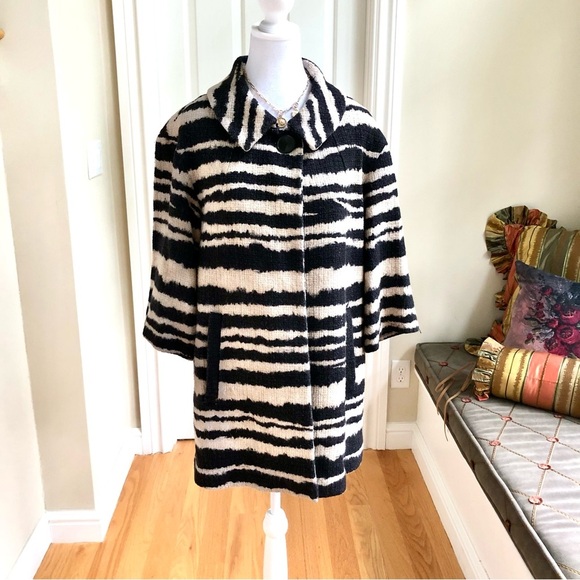 Talbots Jackets & Blazers - Talbots Jacket Coat in Zebra Print Round Collar Single Button Elbow Sleeve (M)